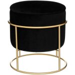 Atmosphera - pouf et coffre de rangement en velours noir et support en mtal d 42 x h 44 cm