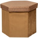 Pouf pliant hexagonal jiling en velours 40x38cm marron caramel atmosphera crateur d'intrieur