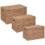 Set de 3 malles de rangement en mtal et jacinthe naturel atmosphera