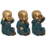 Set de 3 statuettes bouddha jiling en rsine h21cm dor atmosphera crateur d'intrieur