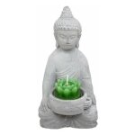 Statue photophore avec bougie 'bouddha' 15cm gris
