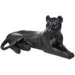 Atmosphera - statuette l�opard couch� noir h38cm cr�ateur d'int�rieur