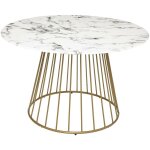 Atmosphera - table  manger rayo blanc effet marbre dor d120cm crateur d'intrieur