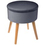 Tabouret coffre tess velours gris ardoise atmosphera crateur d'intrieur