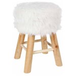 Tabouret imitation fourrure 'instants nature' 42cm blanc