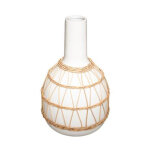 Atmosphera - vase design en c�ramique 'rotin' 28cm blanc