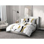 Home linge passion - parure de couette 3 pieces coton 57 fils blanche et noir 240x260 cm - attoll Home linge passion - parure de couette 3 pieces coton 57 fils blanche et noir 240x260 cm - attoll