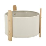 Cache - pot en métal laqué et bois 14. 5 cm Cache - pot en métal laqué et bois 14. 5 cm