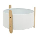 Cache - pot en métal laqué et bois 17, 5 cm Cache - pot en métal laqué et bois 17, 5 cm
