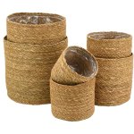 Cache - pots ronds en jonc naturel (lot de 6) Cache - pots ronds en jonc naturel (lot de 6)
