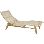Aubry gaspard - chaise bain de soleil en teck et cannage synthtique baia vague