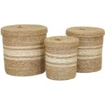 Coffre  linge en mas naturel et blanc (lot de 3)
