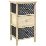 Commode en bois teinté noir et naturel 3 tiroirs Commode en bois teinté noir et naturel 3 tiroirs