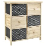 Commode en bois teinté noir et naturel 6 tiroirs Commode en bois teinté noir et naturel 6 tiroirs