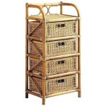 Aubry gaspard - commode en rotin avec tiroirs tegal 4 tiroirs