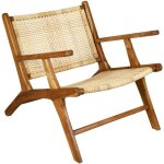 Aubry gaspard - fauteuil en teck et cannage rotin Aubry gaspard - fauteuil en teck et cannage rotin