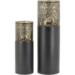 Aubry gaspard - grands photophores sur pied en m�tal avec d�cor cerf