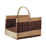Panier à bûches rectangulaire en osier brut et buff Panier à bûches rectangulaire en osier brut et buff