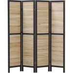Aubry gaspard - paravent en bois naturel et noir 4 panneaux