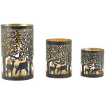 Aubry gaspard - photophores en métal cerfs (lot de 3) Aubry gaspard - photophores en métal cerfs (lot de 3)