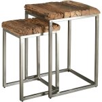 Aubry gaspard - sellettes en bois massif et acier brossé (lot de 2) Aubry gaspard - sellettes en bois massif et acier brossé (lot de 2)
