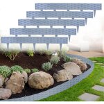 Bordure de pelouse en plastique effet rotin : 40m avec 20 lments de 100 cm en gris - bordure de parterre ...