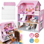 Maison de poupée en bois mdf et maison de poupée avec 3 étages avec meubles, accessoires pour long jeu ... Maison de poupée en bois mdf et maison de poupée avec 3 étages avec meubles, accessoires pour long jeu ...