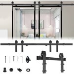 Aufun systme de porte coulissante rail de 366 cm noir en acier carbone pour portes coulissantes de 35 ...