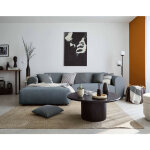 Lisa design ? canap� d'angle gauche 4 places en velours c�tel� bleu gris� ? structure bois massif ? assise ...