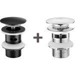 Auralum - 2pcs bonde de lavabo bonde pop - up avec trop - plein automatique universelle noir + chrom, ...