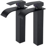 Auralum - 2pcs mitigeur robinet salle de bain noir bec haut robinet de lavabo cascade mitigeur vasque ...