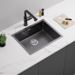 Auralum max - auralum �vier 1 bac cuisine 55x44x19cm �vier anthracite en inox avec ensemble de drainage, ...