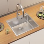 Auralum max - auralum vier cuisine argent 54x49x20cm en acier inox vier 1 bac avec distributeur de ...