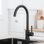 Auralum max - auralum noir robinet cuisine en laiton rotatif � 360� mitigeur �vier monotrou � eau chaude ...