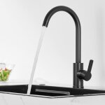 Auralum max - auralum noir robinet cuisine en laiton rotatif  360 mitigeur vier monotrou  eau chaude ...