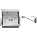 Auralum max - vier 1 bac 45x45x19cm vier  encastrer en inox avec mitigeur de cuisine rotatif  360, ...