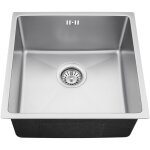 Auralum max - vier 1 bac argent 44x44x20cm �vier cuisine en acier inox avec ensemble de drainage, montage ...