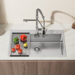 Auralum max - vier cuisine en inox 75x45x19cm �vier 1 bac avec �gouttoir pliable et syst�me de drainage, ...