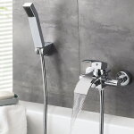 Auralum - mitigeur de baignoire cascade avec douche  main et flexible de douche 1, 5m robinet de douche ...