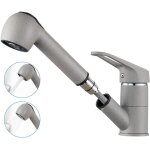 Auralum mitigeur de cuisine gris avec douchette extractible, robinet evier rotatif 360, avec 2 modes ...