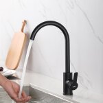 Auralum - mitigeur cuisine noir en laiton bec haut poivotant 360� robinet �vier mousseur d�montable � ...