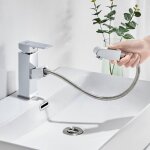 Auralum - mitigeur lavabo avec douchette extractible robinet salle de bain laiton chrom mitigeur de ...