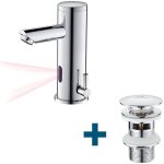 Auralum - mitigeur lavabo infrarouge electronique eau froide / chaude en laiton chrome + bonde lavabo ...