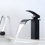 Auralum - mitigeur robinet de lavabo cascade noir moderne mitigeur robinet salle bain pour vasque  poser ...