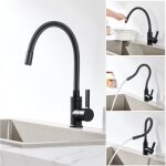 Auralum robinet de cuisine flexible noir rotatif 360 mitigeur vier cuisine avec tuyau en silicone, ...