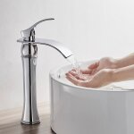 Auralum - robinet de lavabo cascade haut bec mitigeur eau froide et chaude pour vasque, robinet design ...