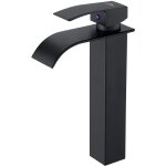 Auralum - robinet lavabo cascade noir, haut mitigeur vasque � poser salle de bain, robinetterie grand ...