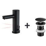 Auralum - robinet de lavabo infrarouge noir enti�rement automatique + bonde lavabo bonde pop - up avec ...