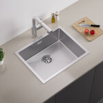 Auralum vier 1 bac 55x44x19cm vier sous plan en acier inox vier cuisine bross avec trop - plein et ...