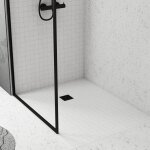 Aurlane - bonde  sortie verticale pour receveur  carreler rainy et high rainy - grille inox noir